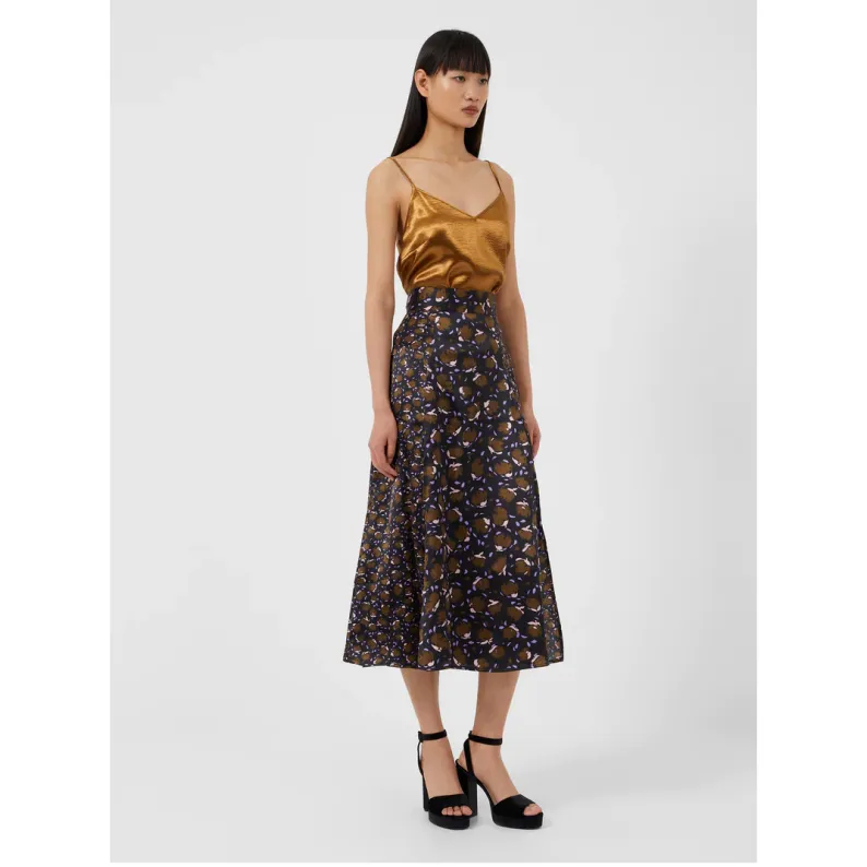 French Connection Ingrid Inu Satin Drape Side Split Midi Skirt 73TNE