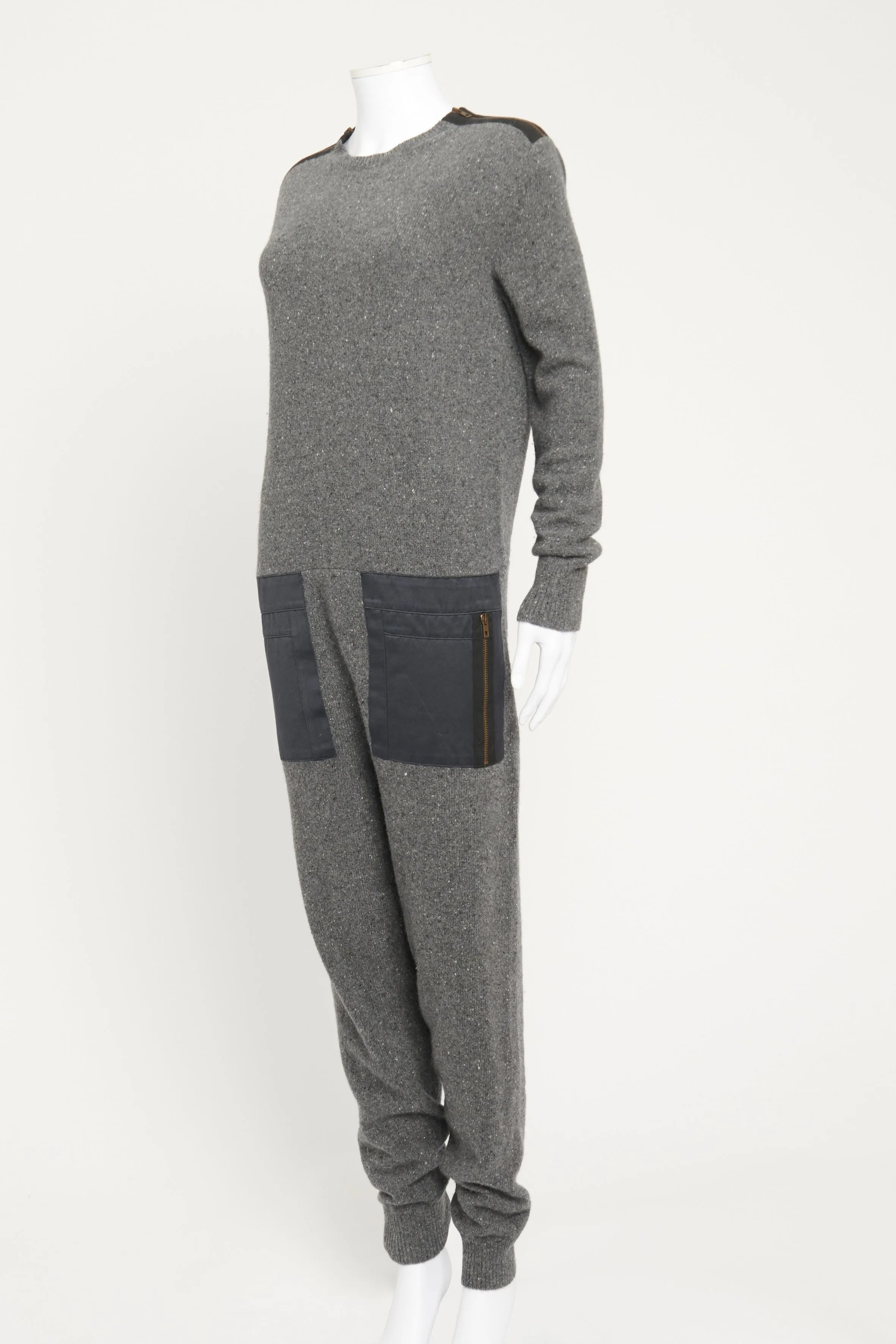 Grey Wool Knitted Preowned Jumpsuit