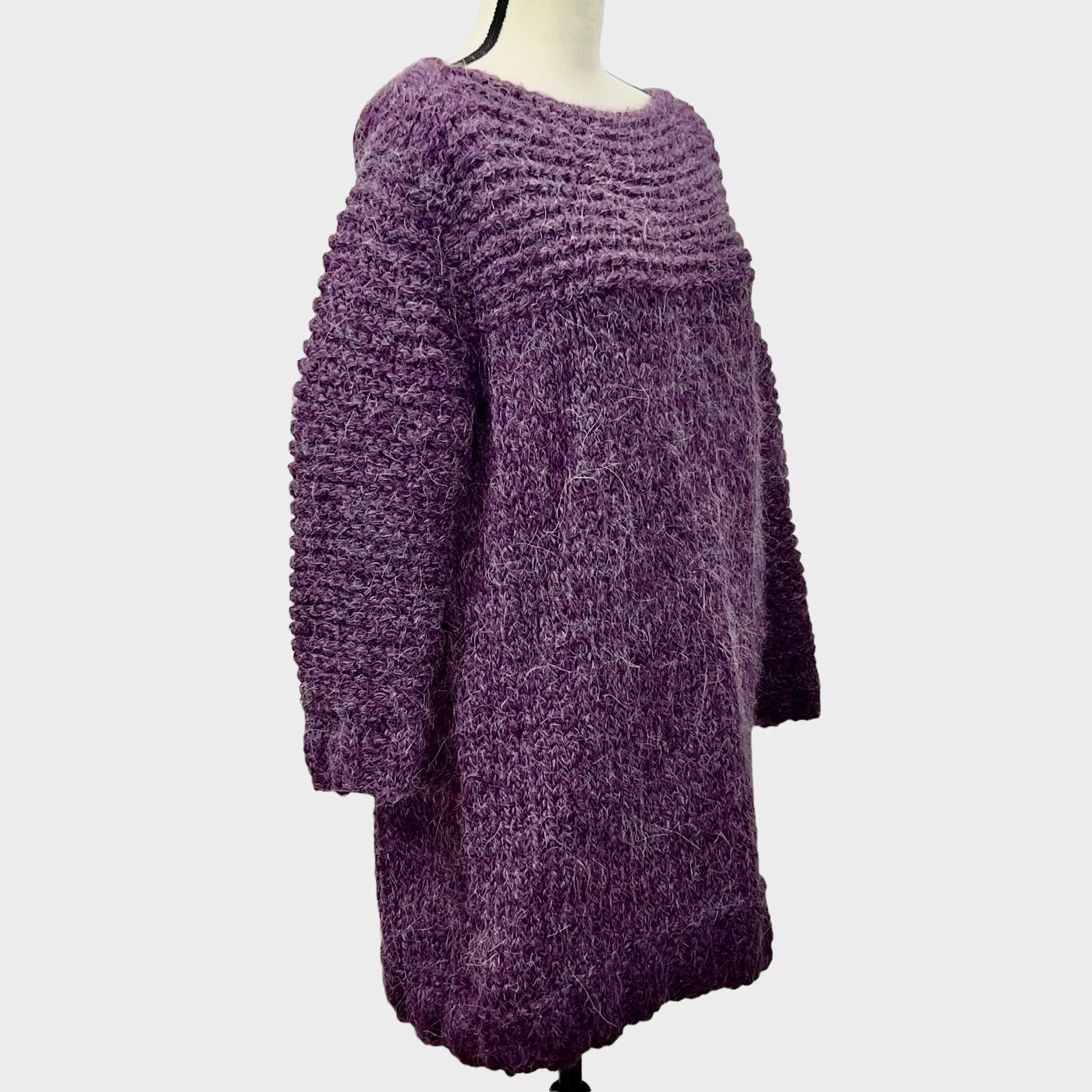 Handmade Angora Wool Knit Tunic Sweater Size XL