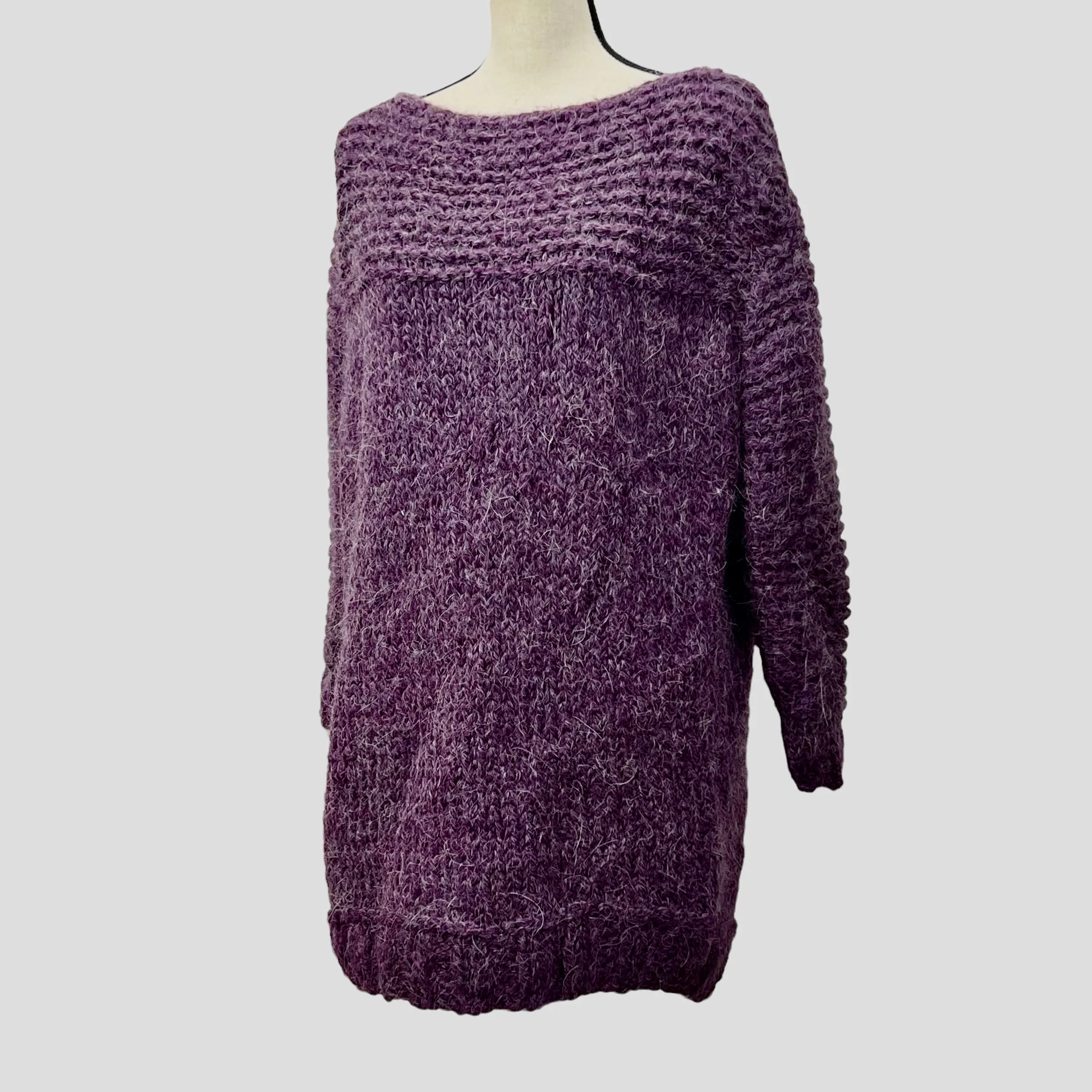Handmade Angora Wool Knit Tunic Sweater Size XL