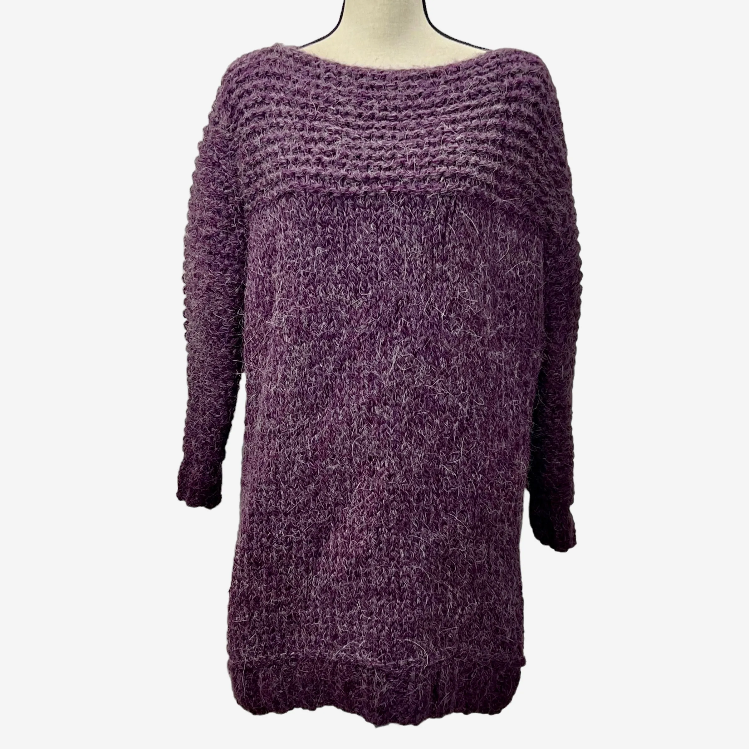 Handmade Angora Wool Knit Tunic Sweater Size XL