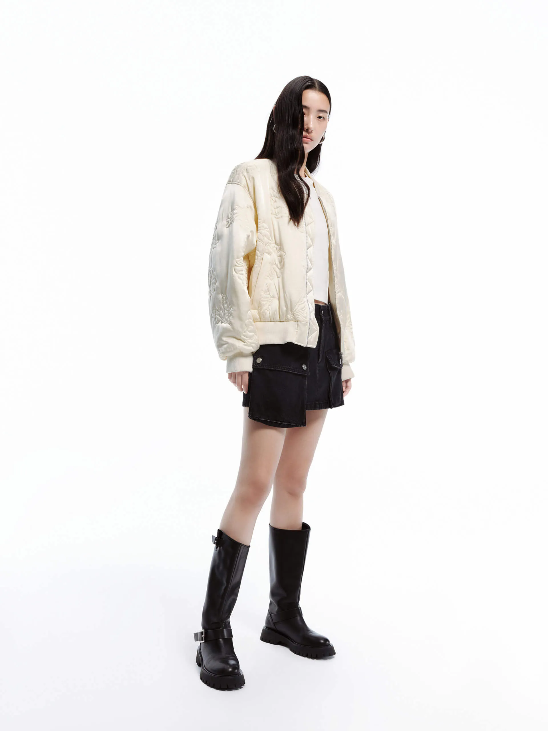 Jacquard Detail Baseball Jacket