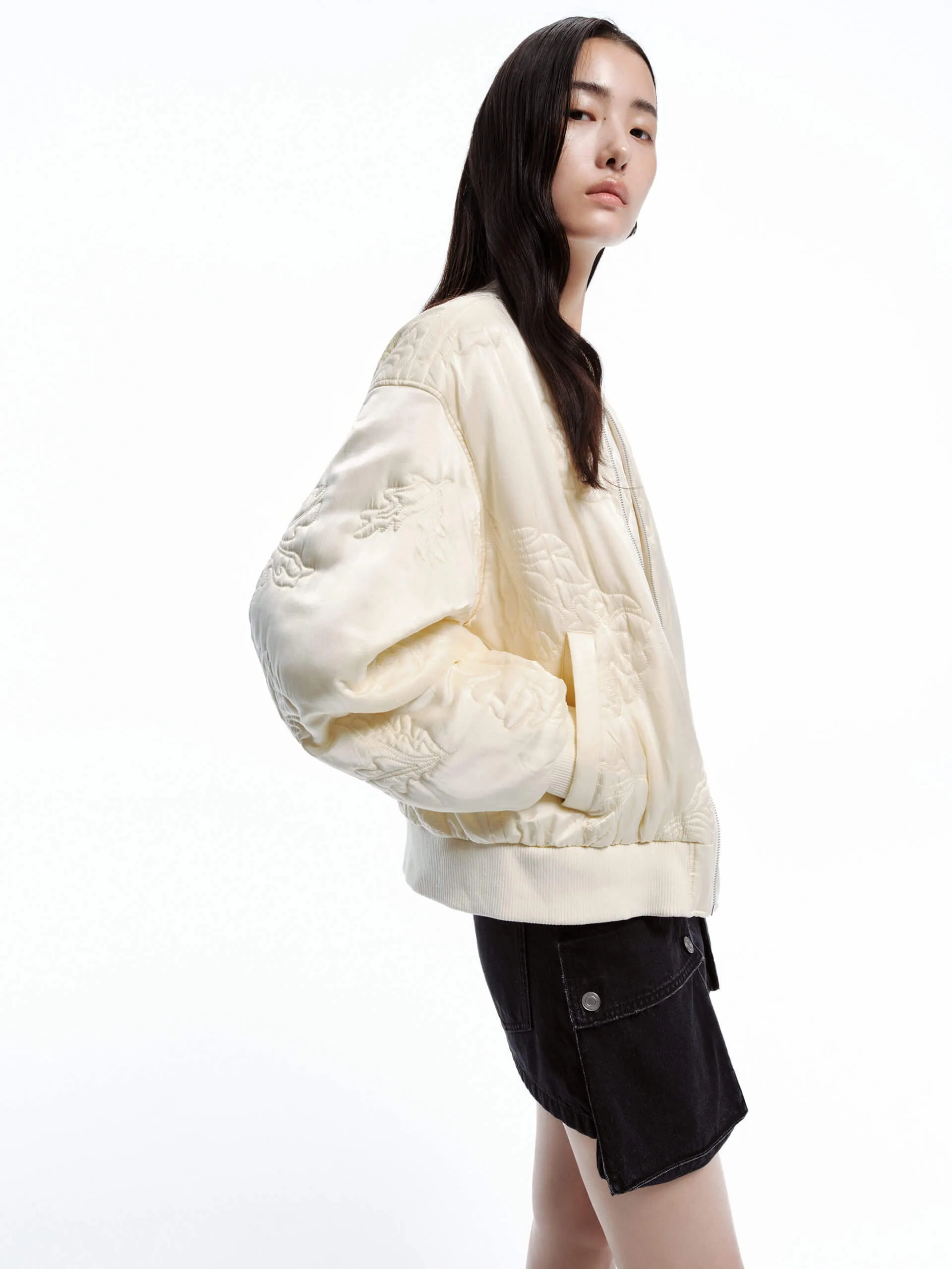 Jacquard Detail Baseball Jacket