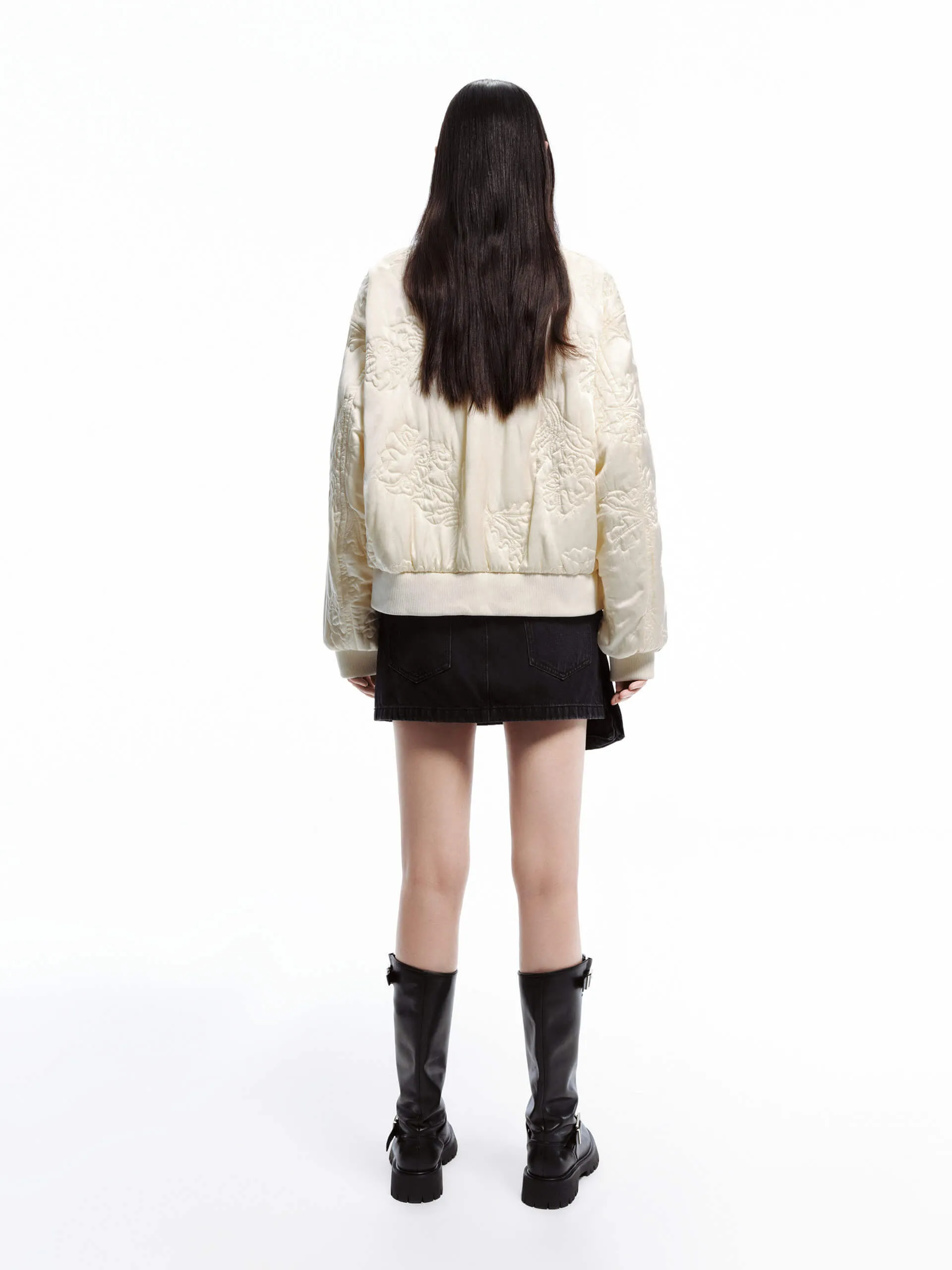 Jacquard Detail Baseball Jacket