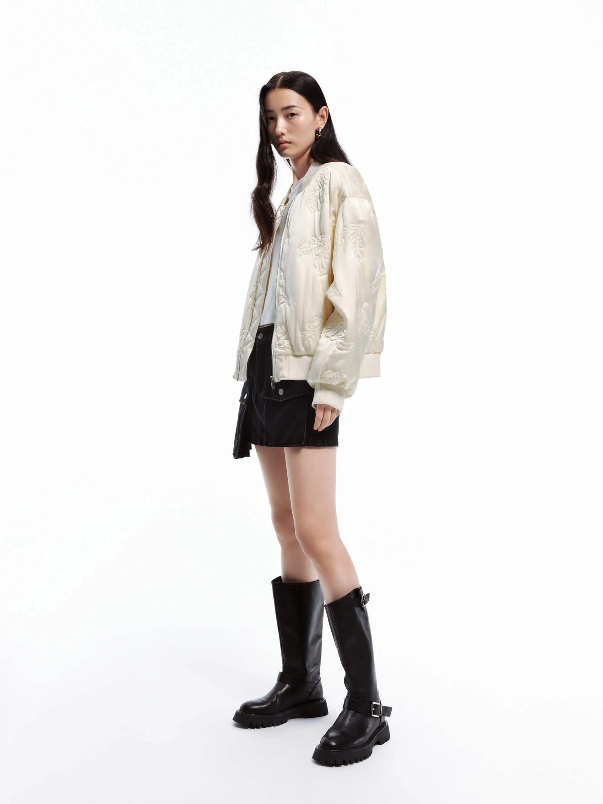 Jacquard Detail Baseball Jacket