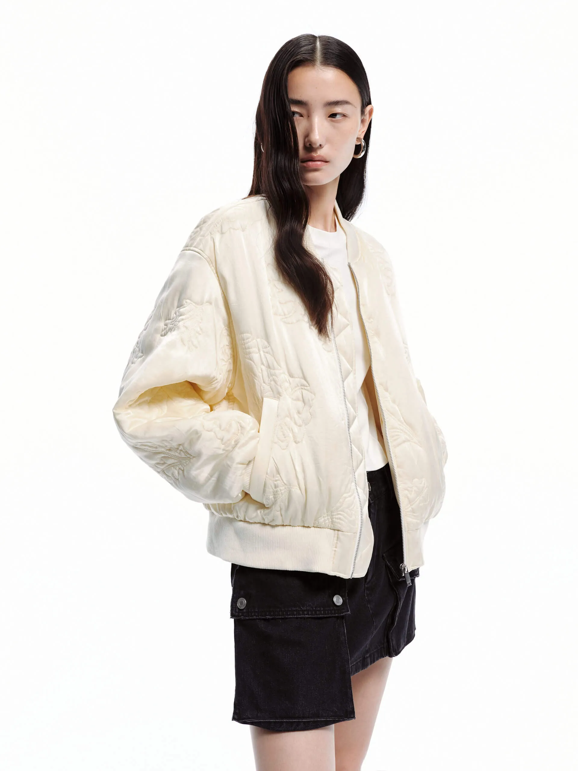 Jacquard Detail Baseball Jacket