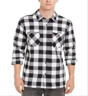 Levi's Men's Buffalo Plaid Flannel Shirt White Size X-Large