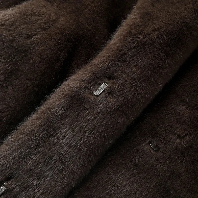Luxury Long Fluffy Faux Fur coat trench coat