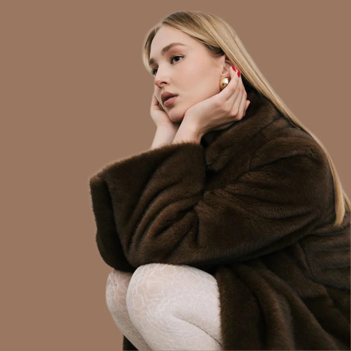 Luxury Long Fluffy Faux Fur coat trench coat