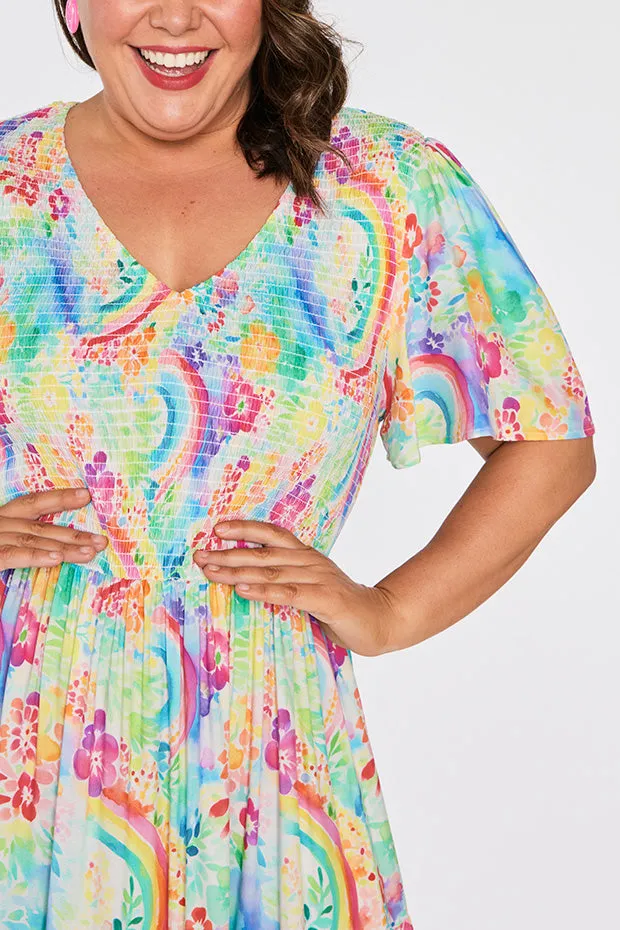 Lynette Rainbow Garden Dress