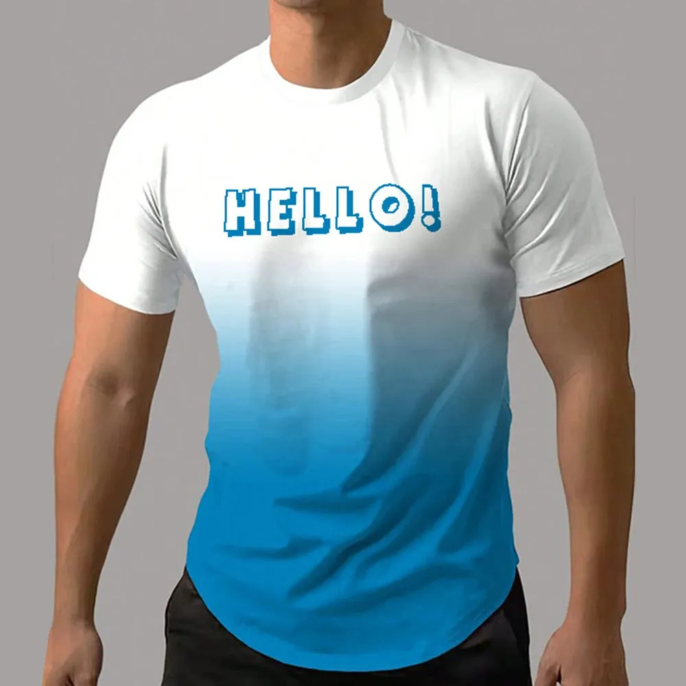 Men's T-Shirt Gradient Style "Whatever" Pattern Print Men's Comfy Chic T-shirt Short Sleeve Quick Drying Oversized Clothing Tops