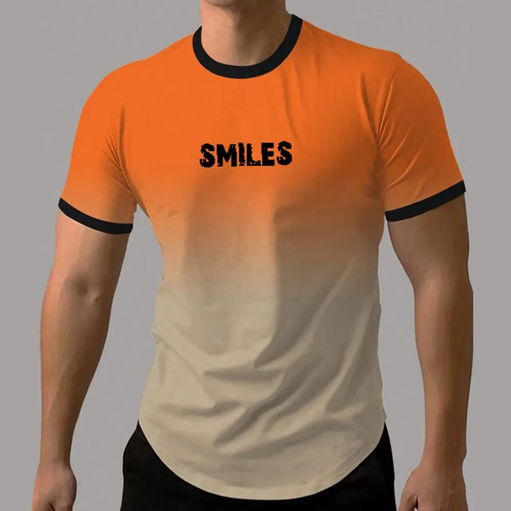 Men's T-Shirt Gradient Style "Whatever" Pattern Print Men's Comfy Chic T-shirt Short Sleeve Quick Drying Oversized Clothing Tops