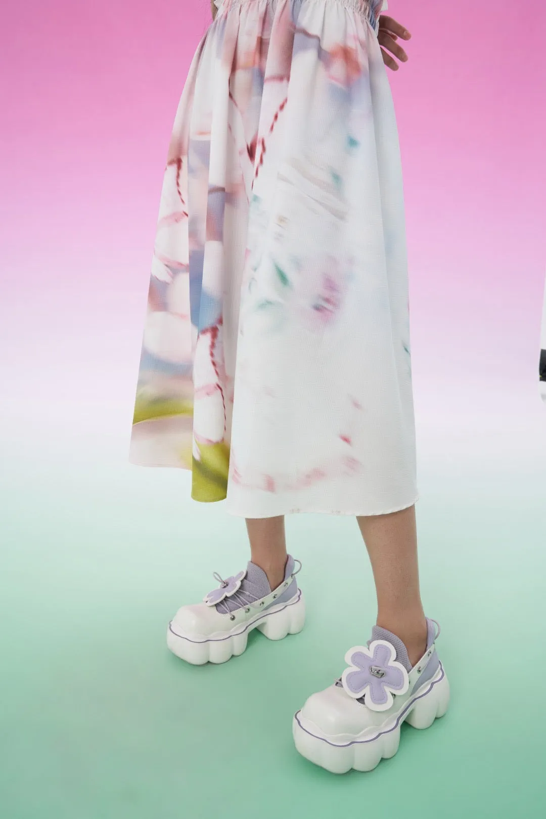Mukzin | Ruffle Printed Slip Midi Dress