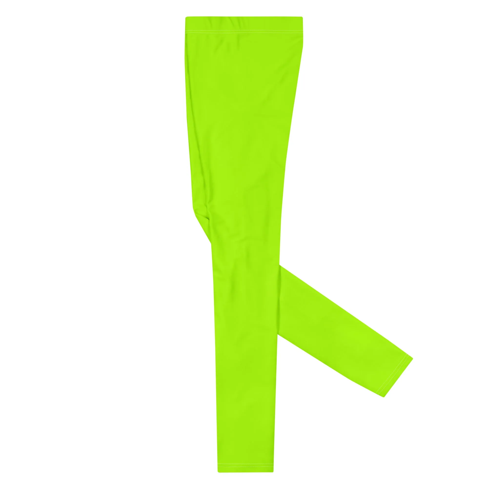 Neon Green Best Men's Leggings, Solid Bright Green Color Men's Running Sports Gym Tights