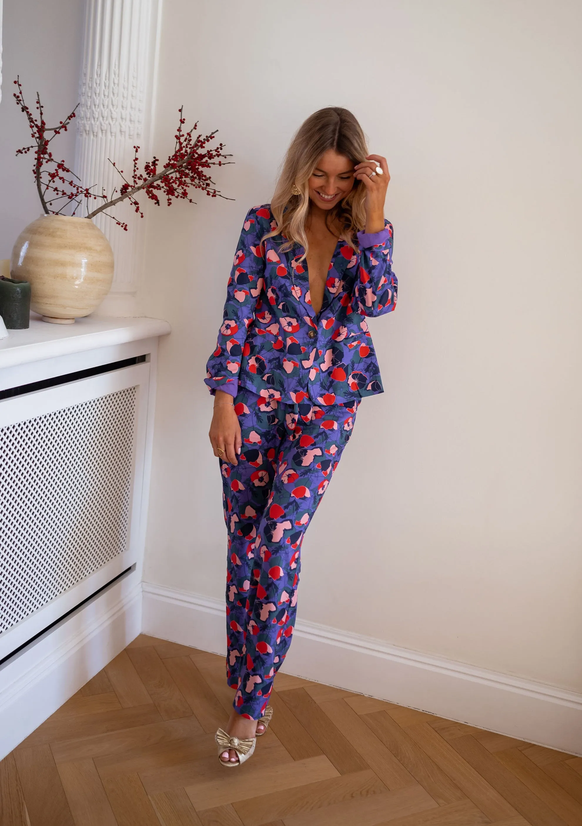 Pantalon Roxane - mauve à motifs