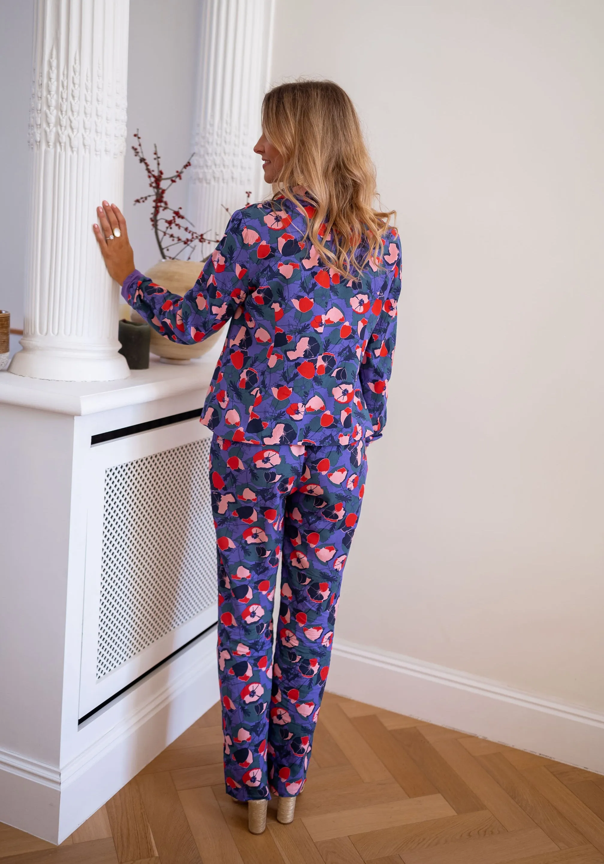 Pantalon Roxane - mauve à motifs