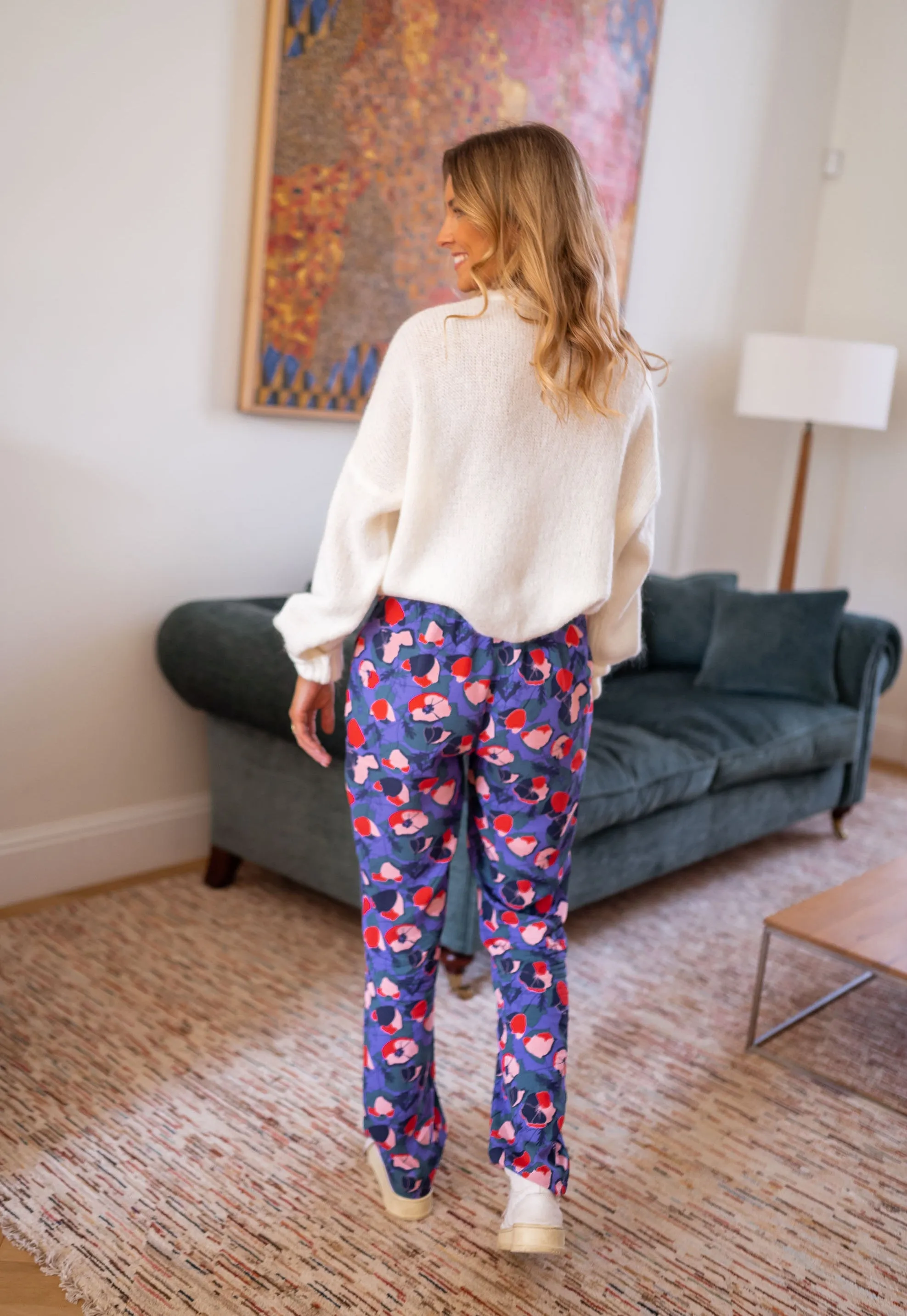 Pantalon Roxane - mauve à motifs