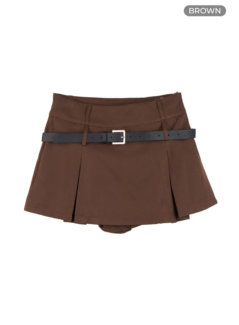 Pleated Belt Mini Skirt OS423