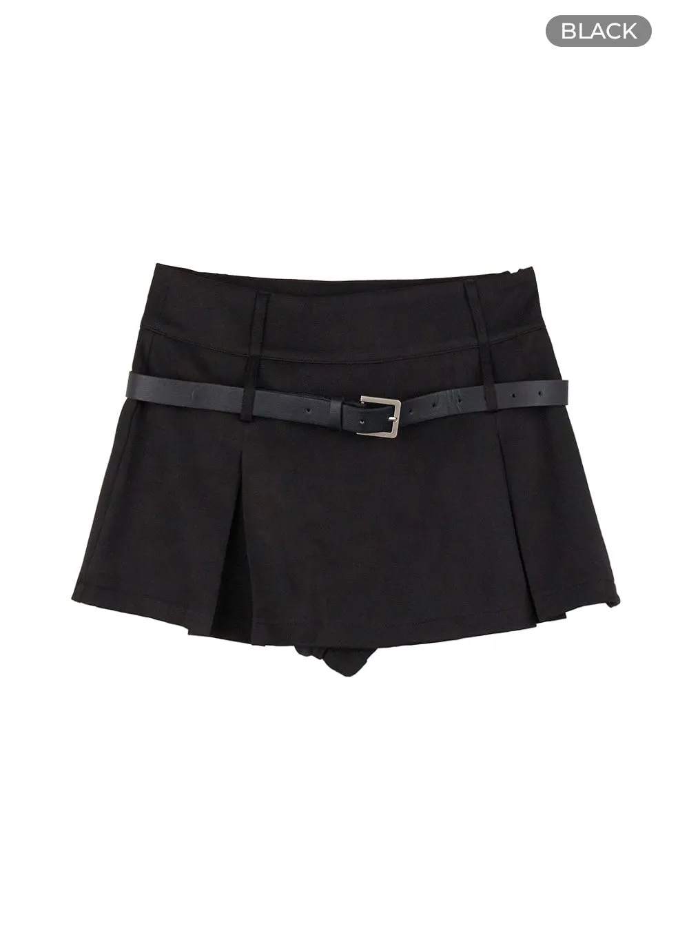Pleated Belt Mini Skirt OS423