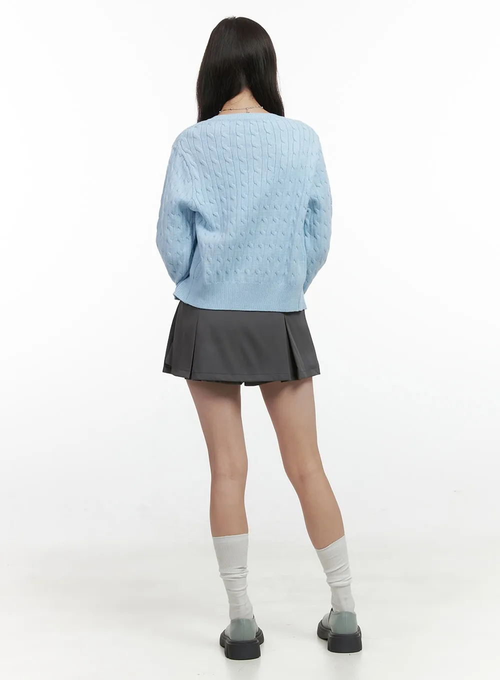 Pleated Belt Mini Skirt OS423
