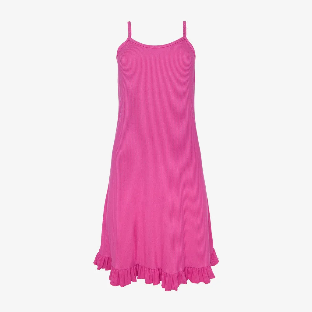 Posh Violet Ribbed Women's Sleeveless Slip Dress