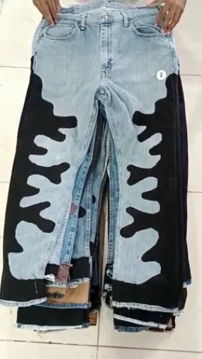 Reworked Men Flame Denim made using Lee, Levis and Wrangler Denim Vintage Pants, Style # CR610
