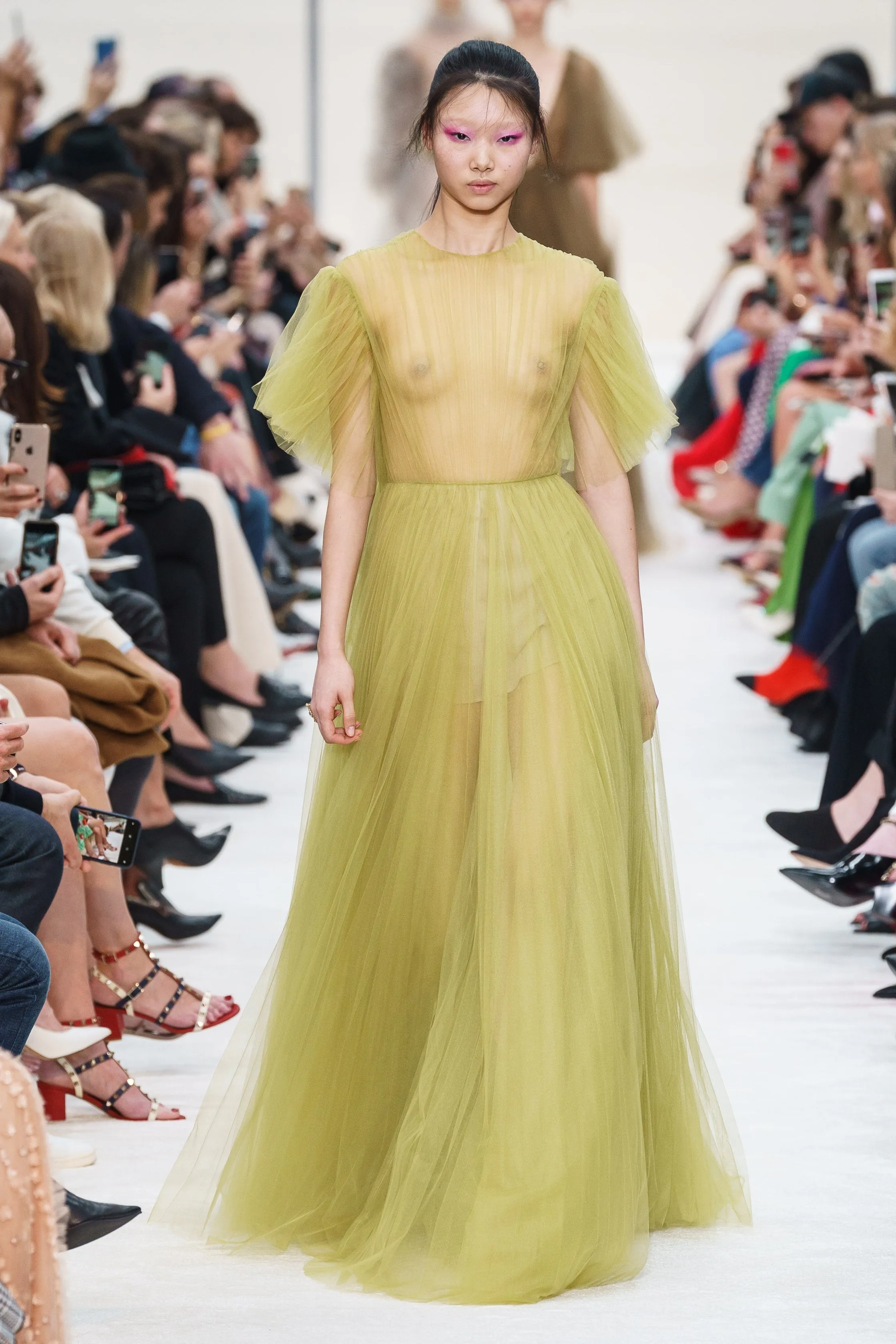 Romantic Fall 2019 Valentino Pleated Cotton Dress w Huge Painted Floral Detailing