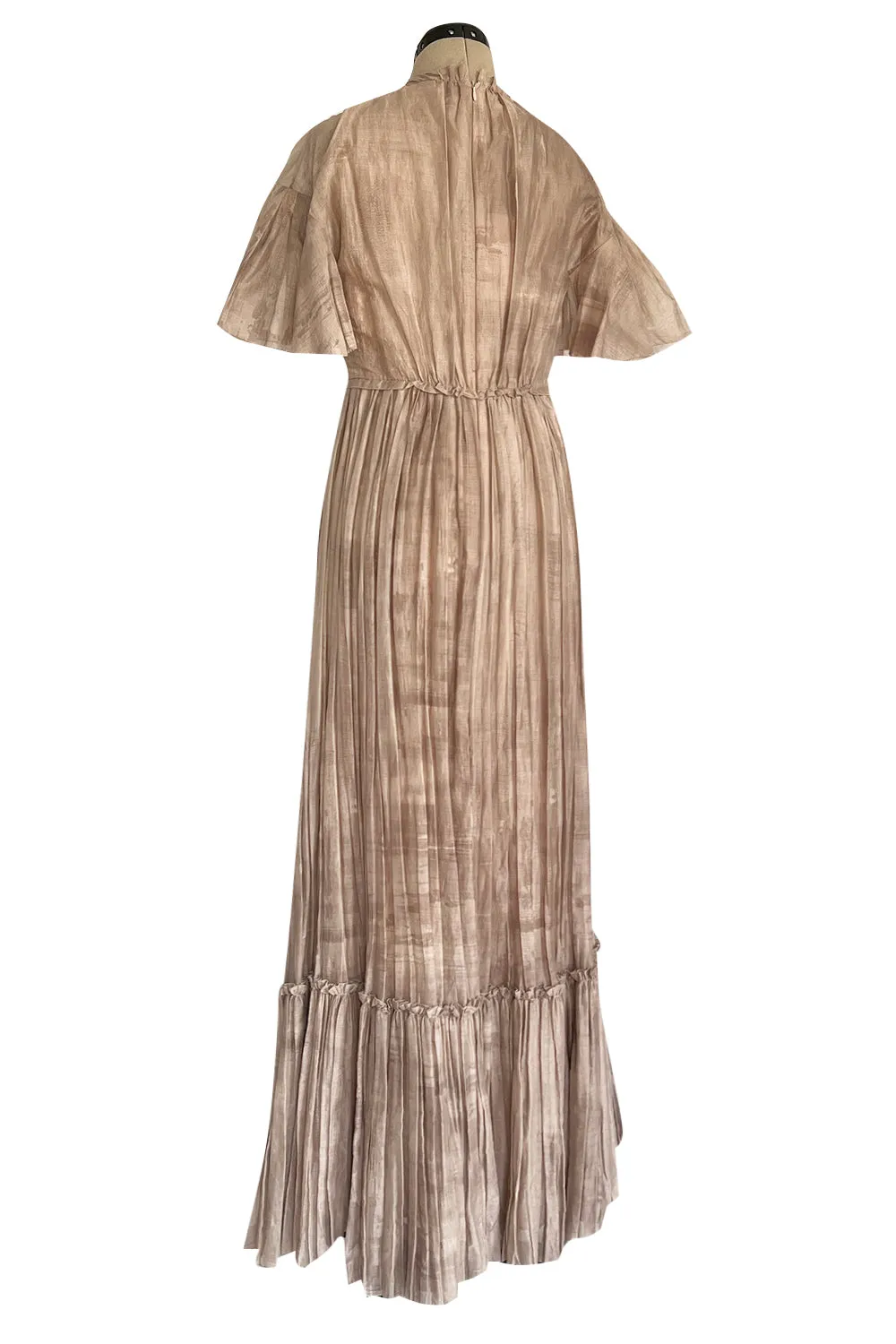 Romantic Fall 2019 Valentino Pleated Cotton Dress w Huge Painted Floral Detailing