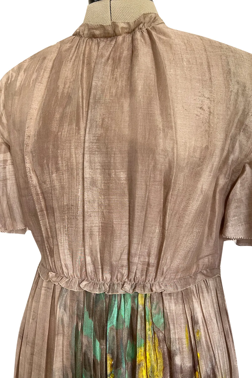 Romantic Fall 2019 Valentino Pleated Cotton Dress w Huge Painted Floral Detailing