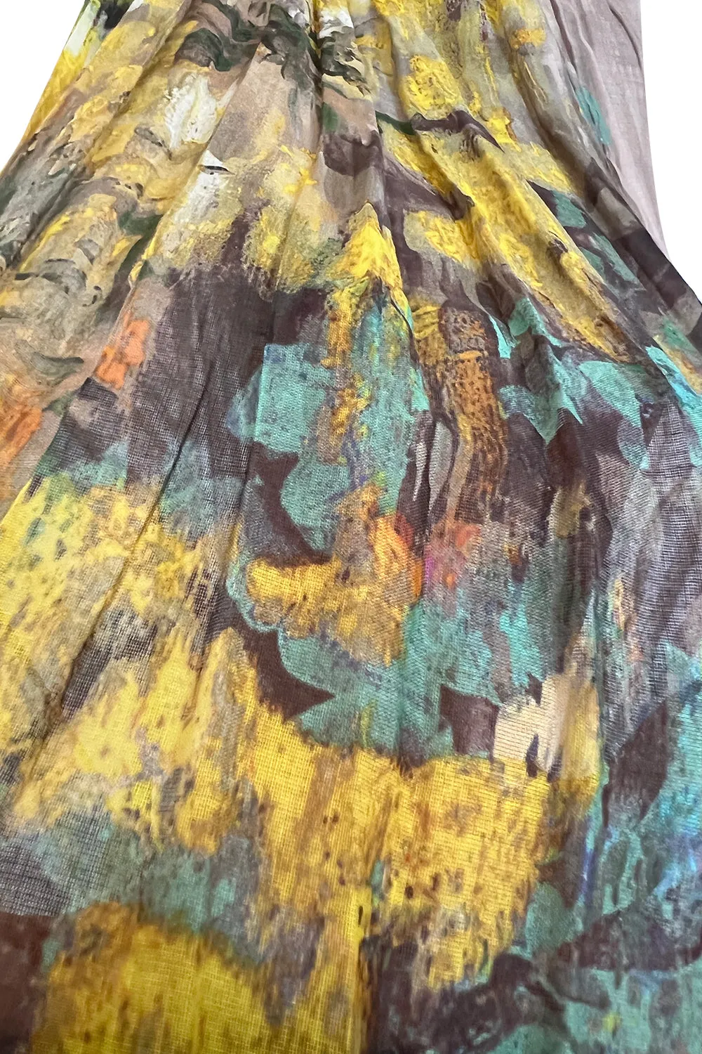 Romantic Fall 2019 Valentino Pleated Cotton Dress w Huge Painted Floral Detailing