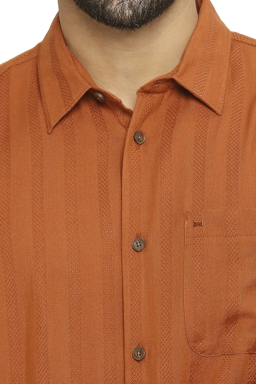 Slim Fit Cotton Viscose Dobby Stripe Shirt