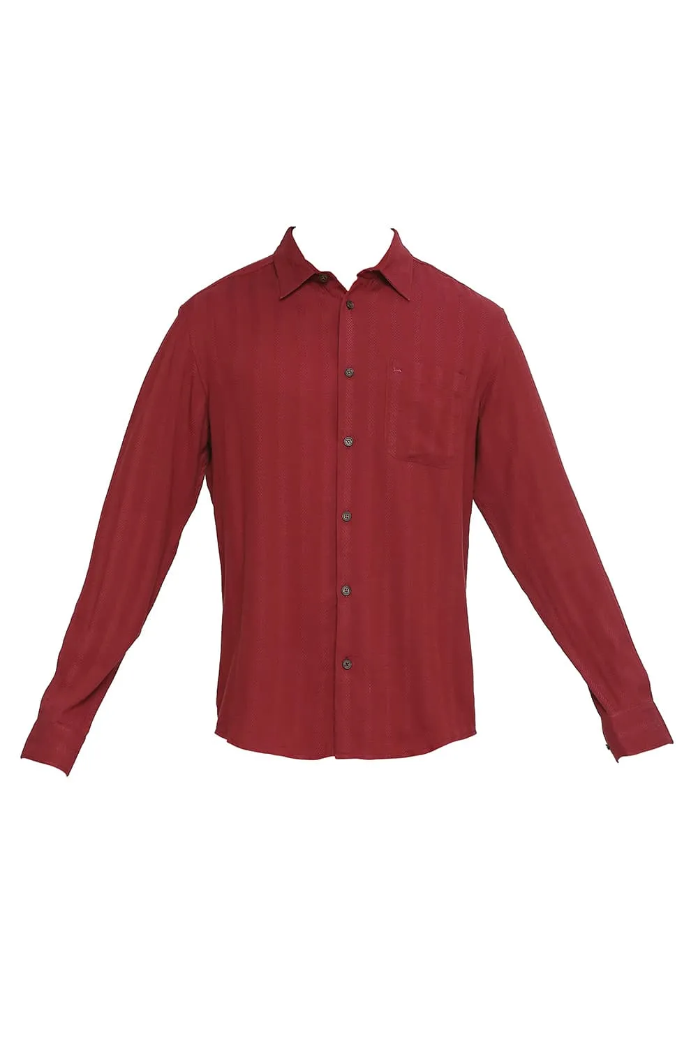 Slim Fit Cotton Viscose Dobby Stripe Shirt