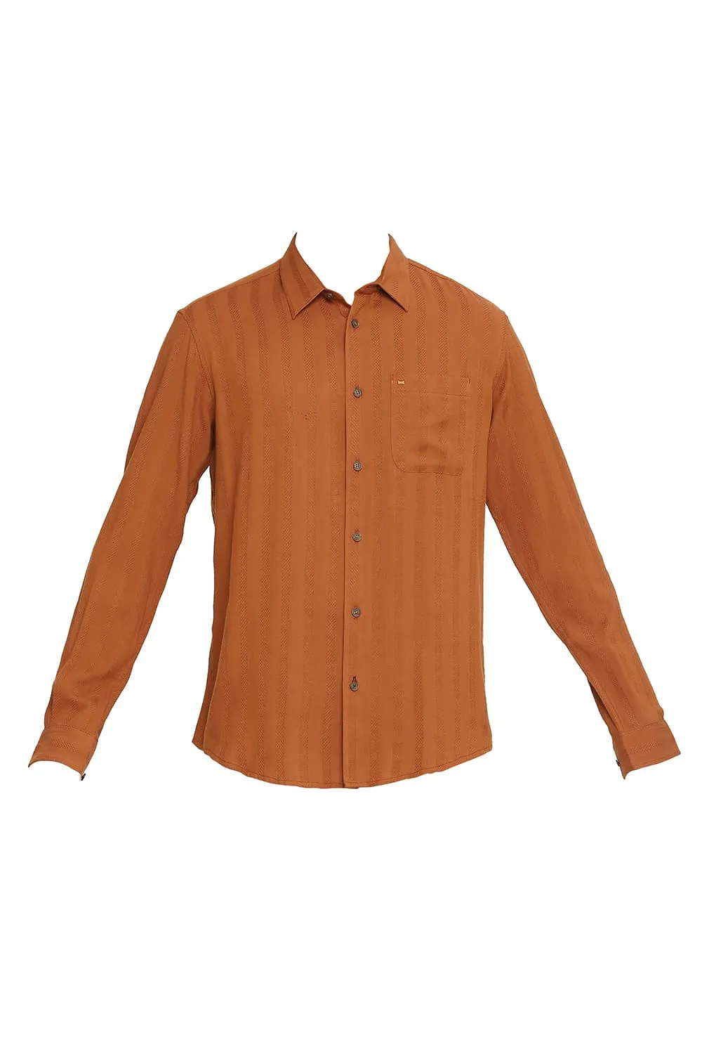 Slim Fit Cotton Viscose Dobby Stripe Shirt