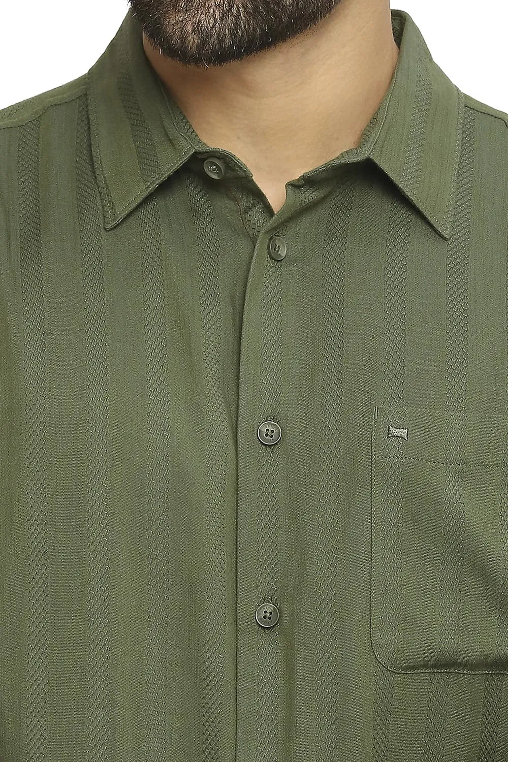 Slim Fit Cotton Viscose Dobby Stripe Shirt