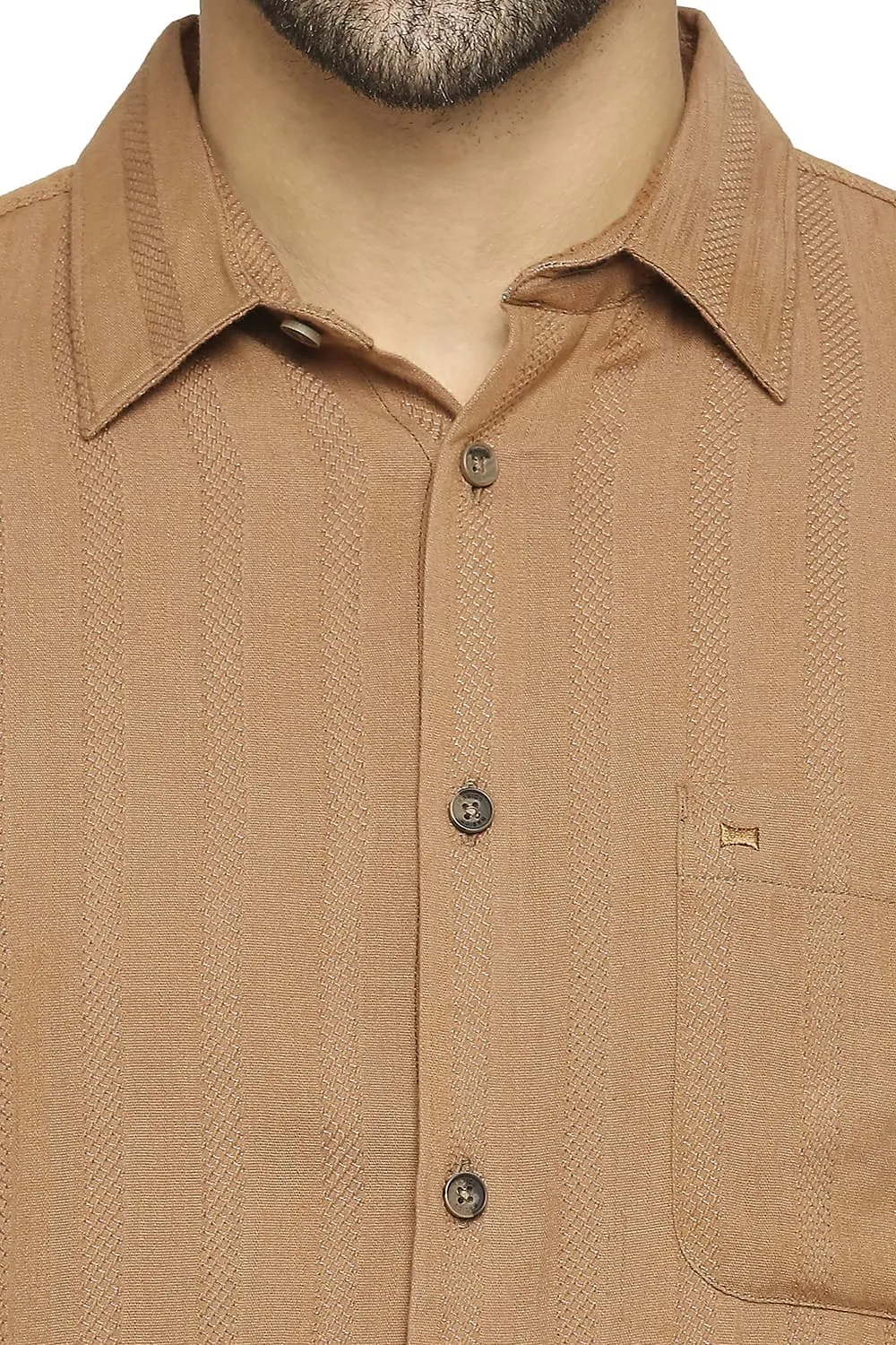 Slim Fit Cotton Viscose Dobby Stripe Shirt