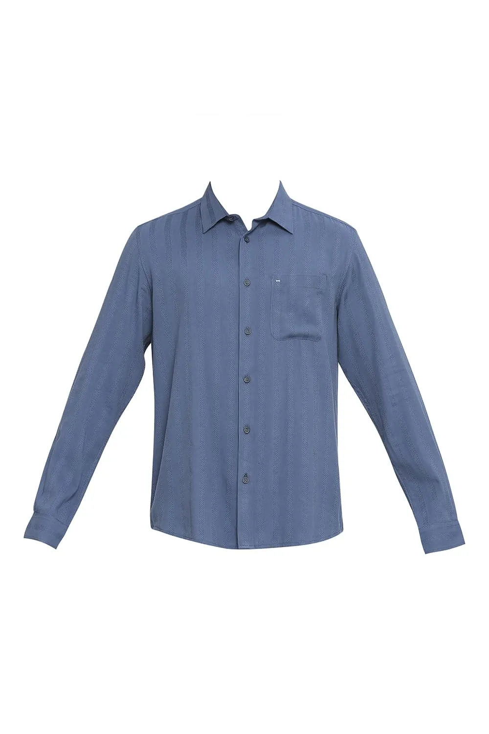 Slim Fit Cotton Viscose Dobby Stripe Shirt