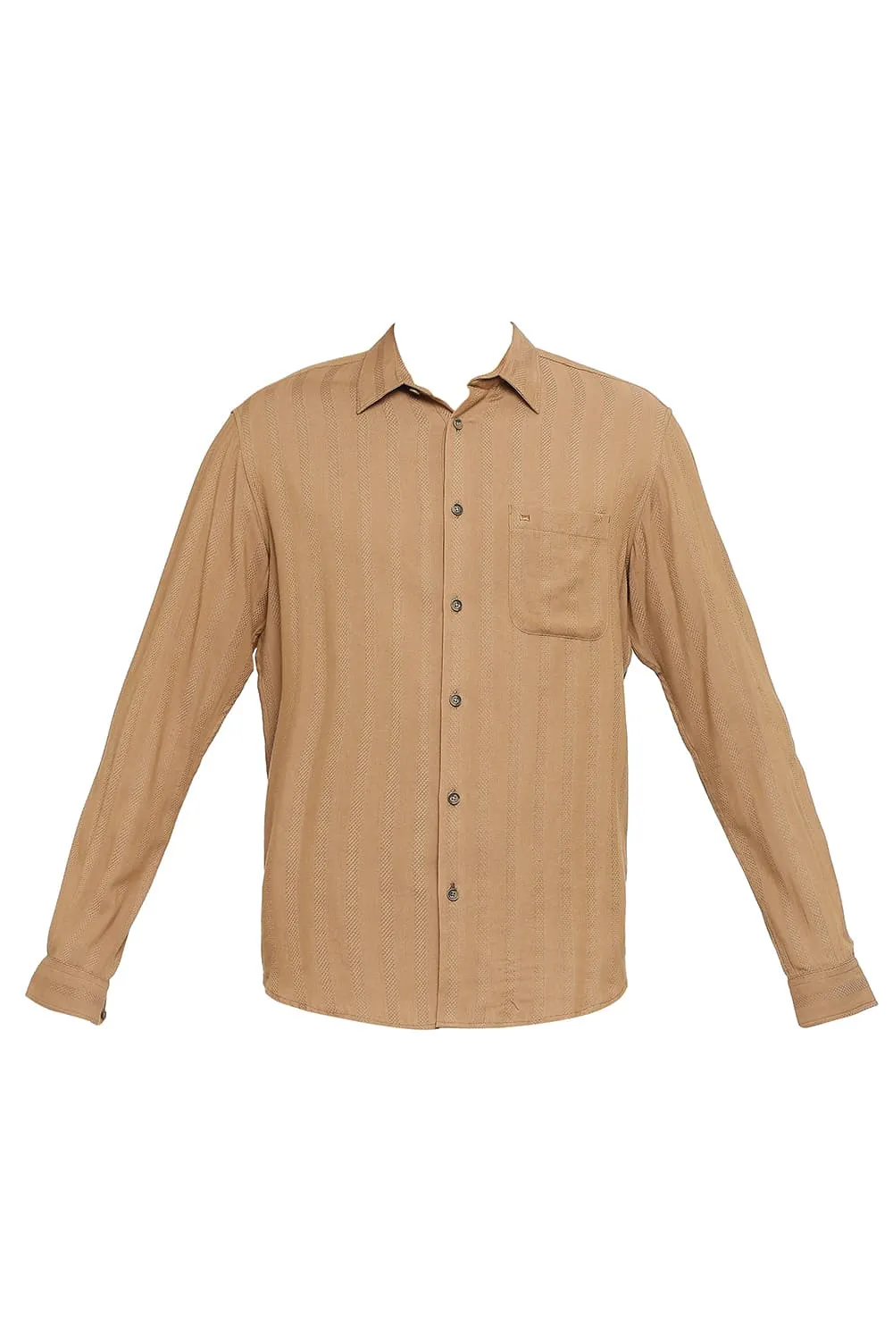 Slim Fit Cotton Viscose Dobby Stripe Shirt