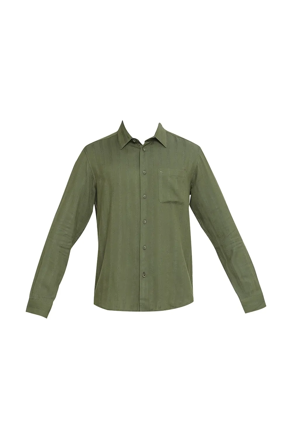Slim Fit Cotton Viscose Dobby Stripe Shirt