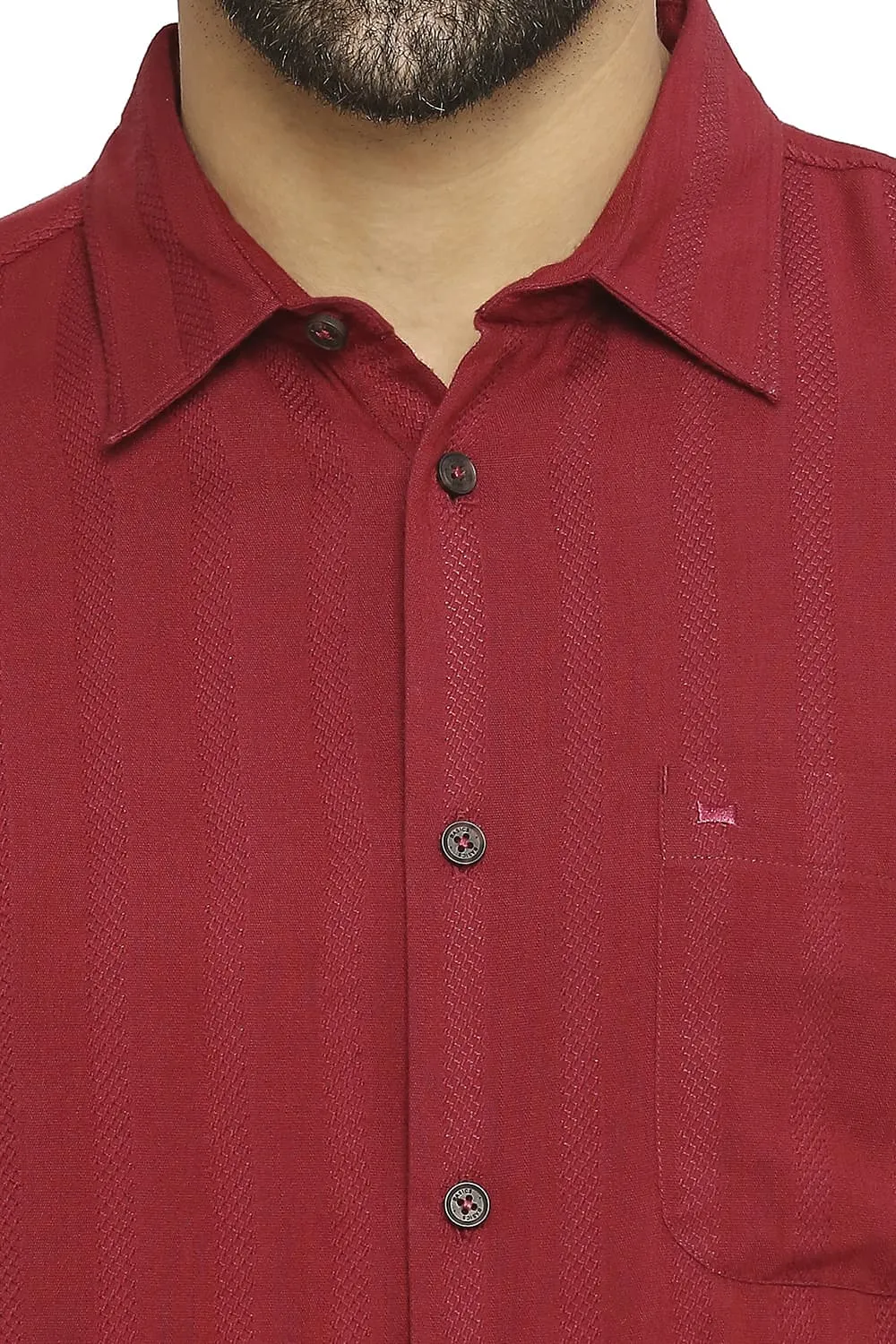 Slim Fit Cotton Viscose Dobby Stripe Shirt