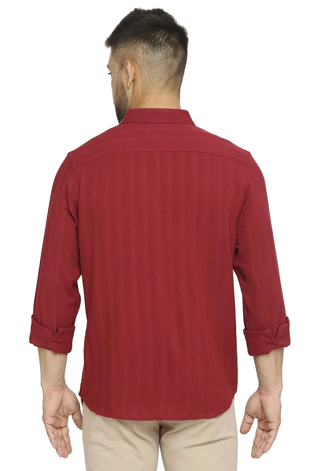 Slim Fit Cotton Viscose Dobby Stripe Shirt