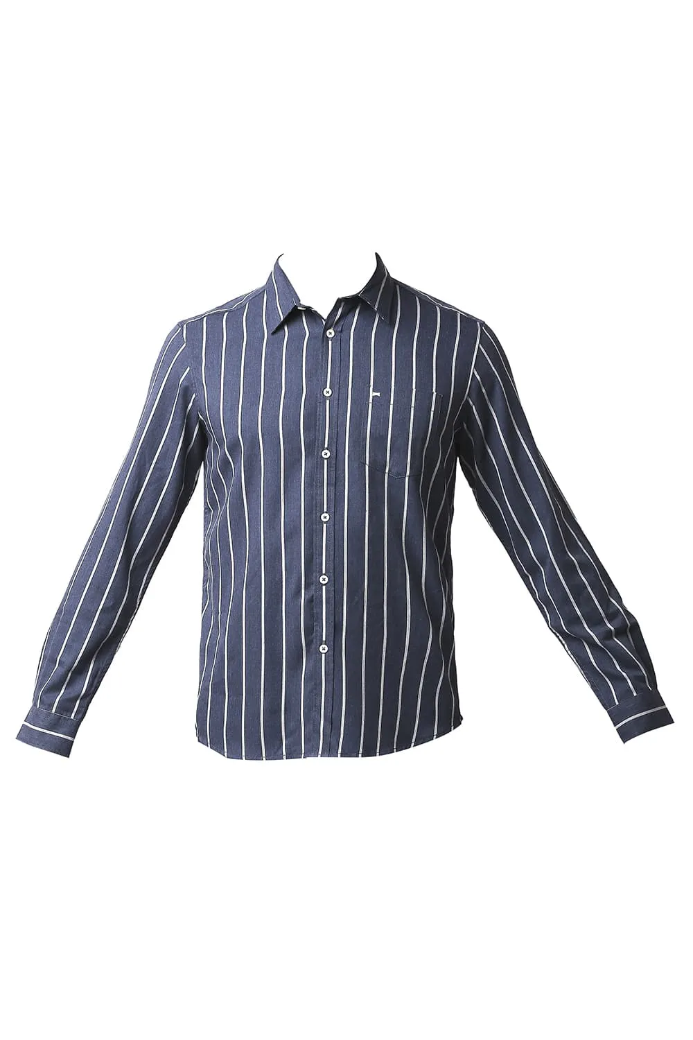 Slim Fit Poly Viscose Stripe Shirt