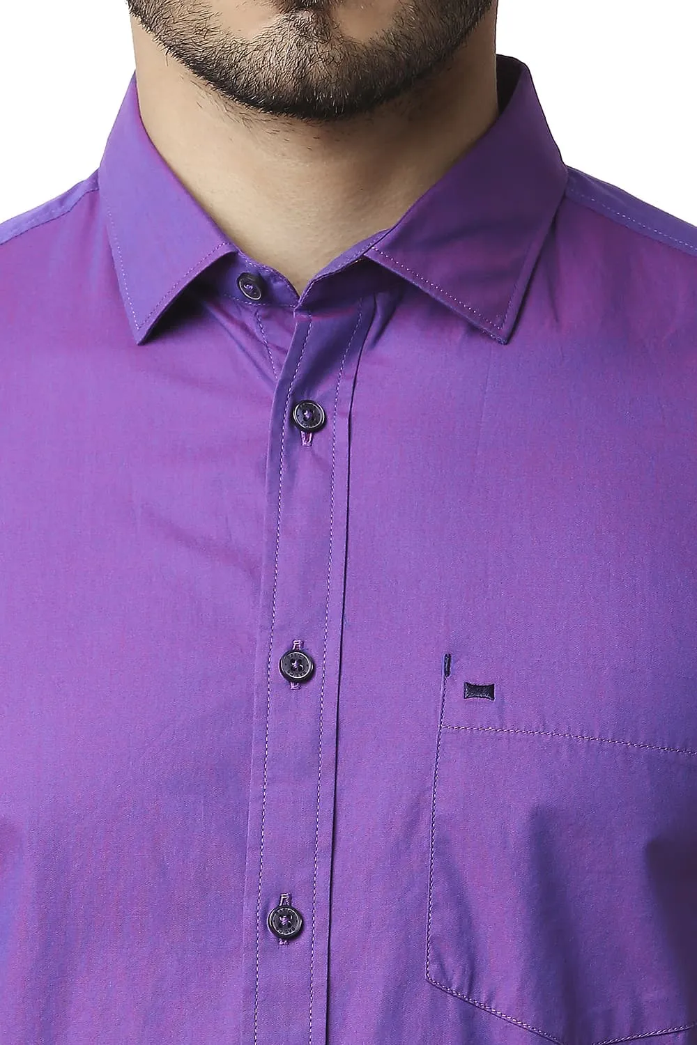Slim Fit Two Tone Chambray Halfsleeves Shirt