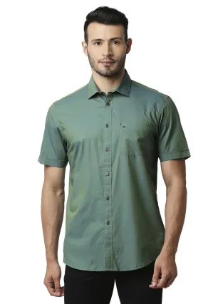 Slim Fit Two Tone Chambray Halfsleeves Shirt