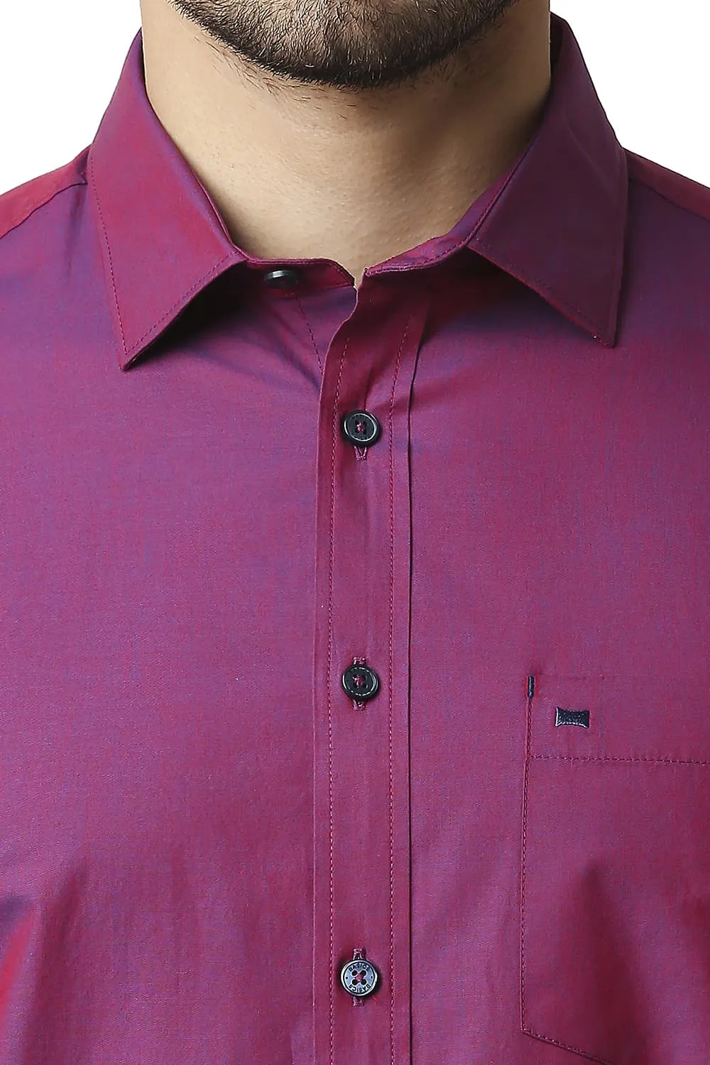 Slim Fit Two Tone Chambray Halfsleeves Shirt