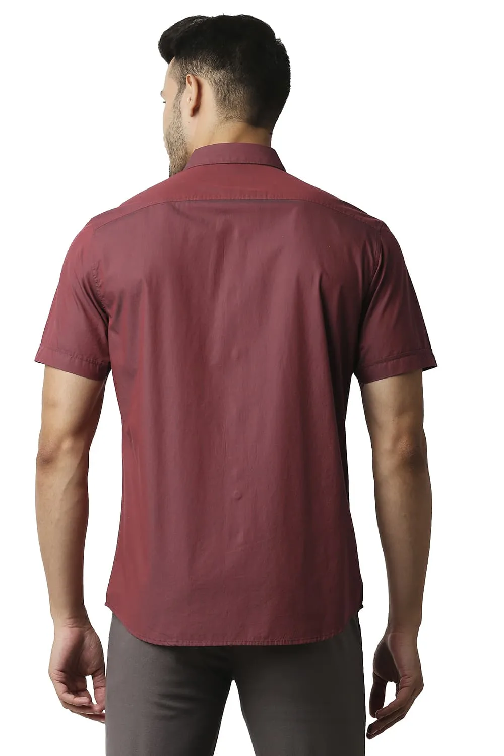 Slim Fit Two Tone Chambray Halfsleeves Shirt