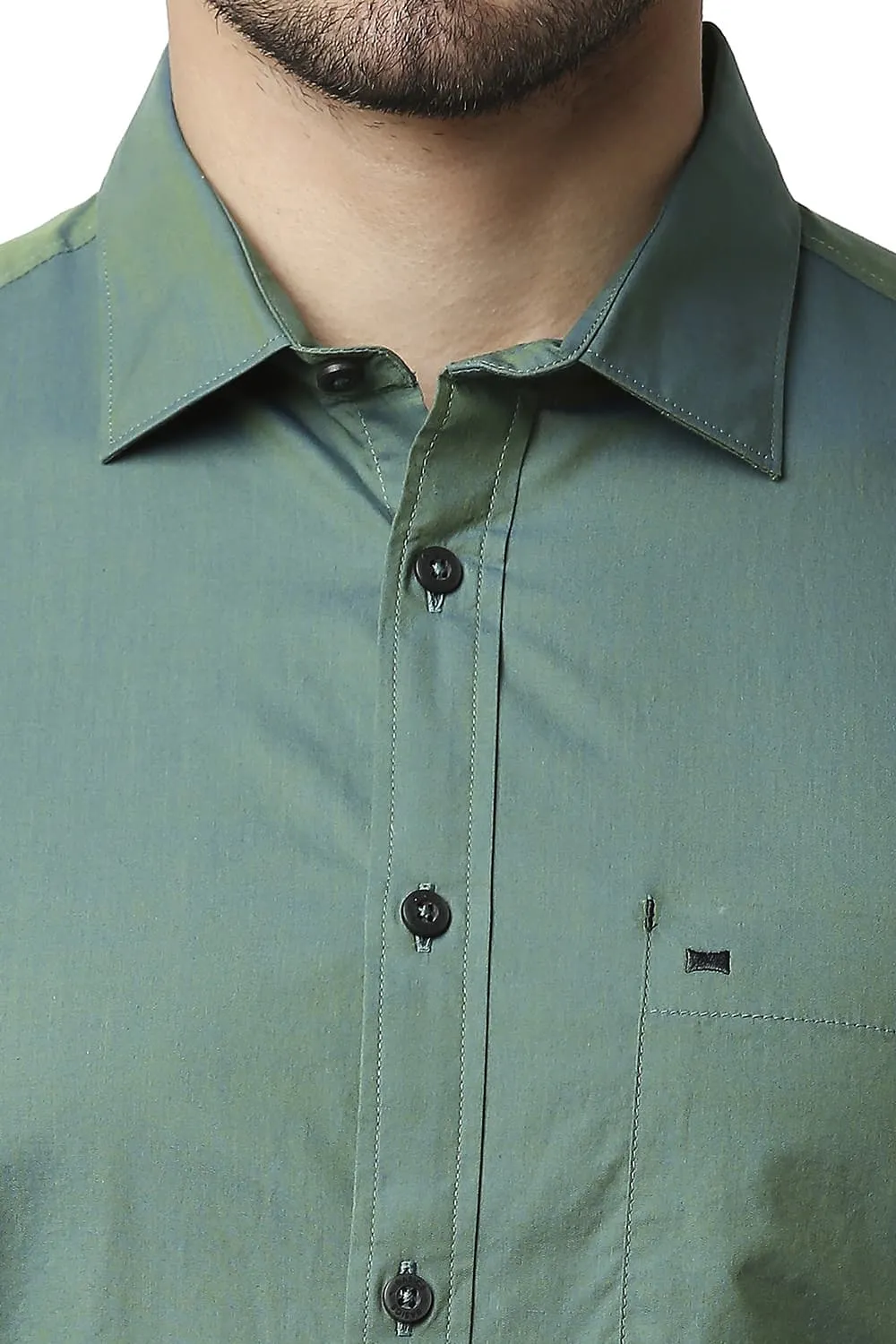 Slim Fit Two Tone Chambray Halfsleeves Shirt