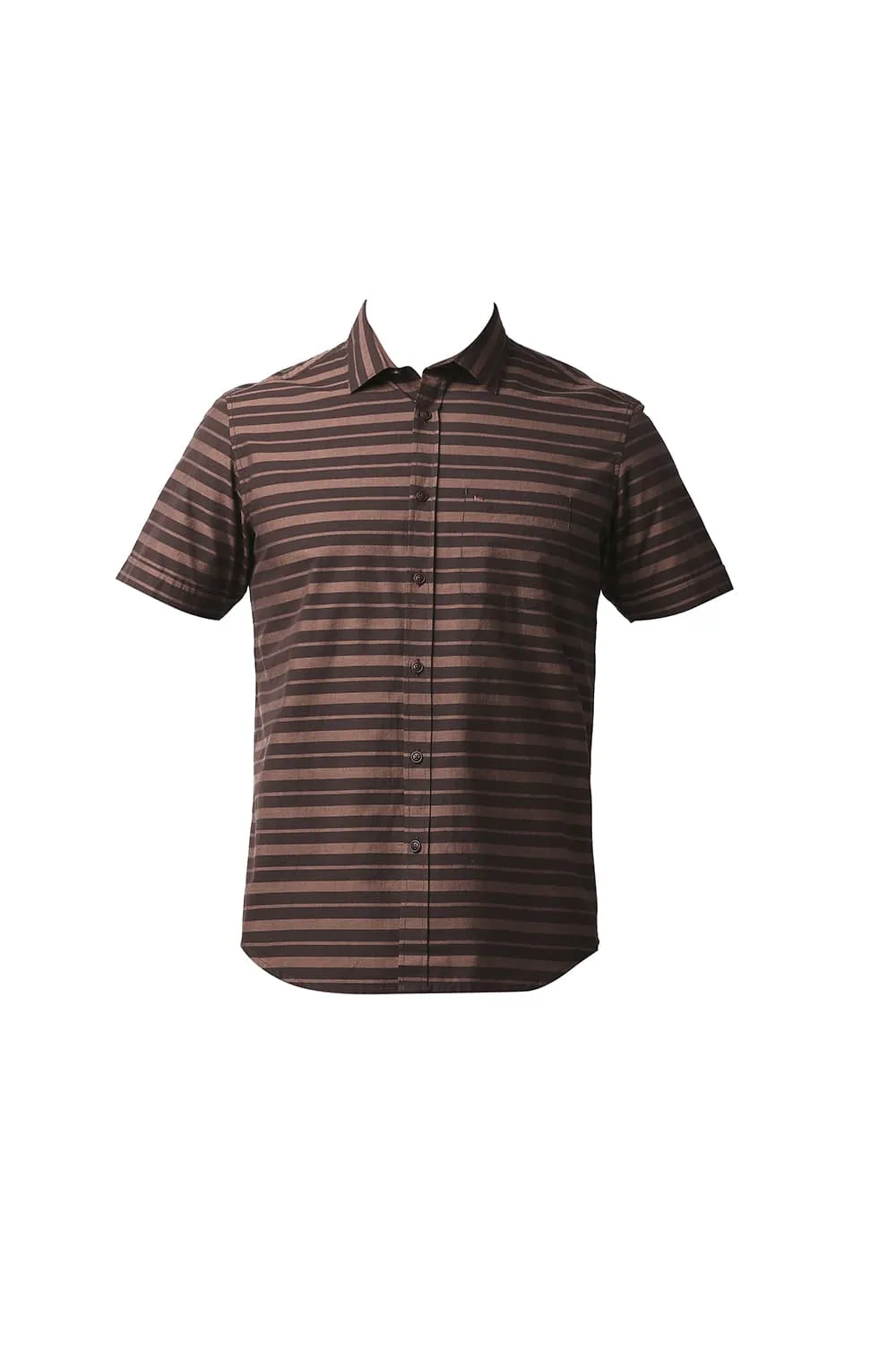 Slim Fit Weft Stripe Halfsleeves Shirt