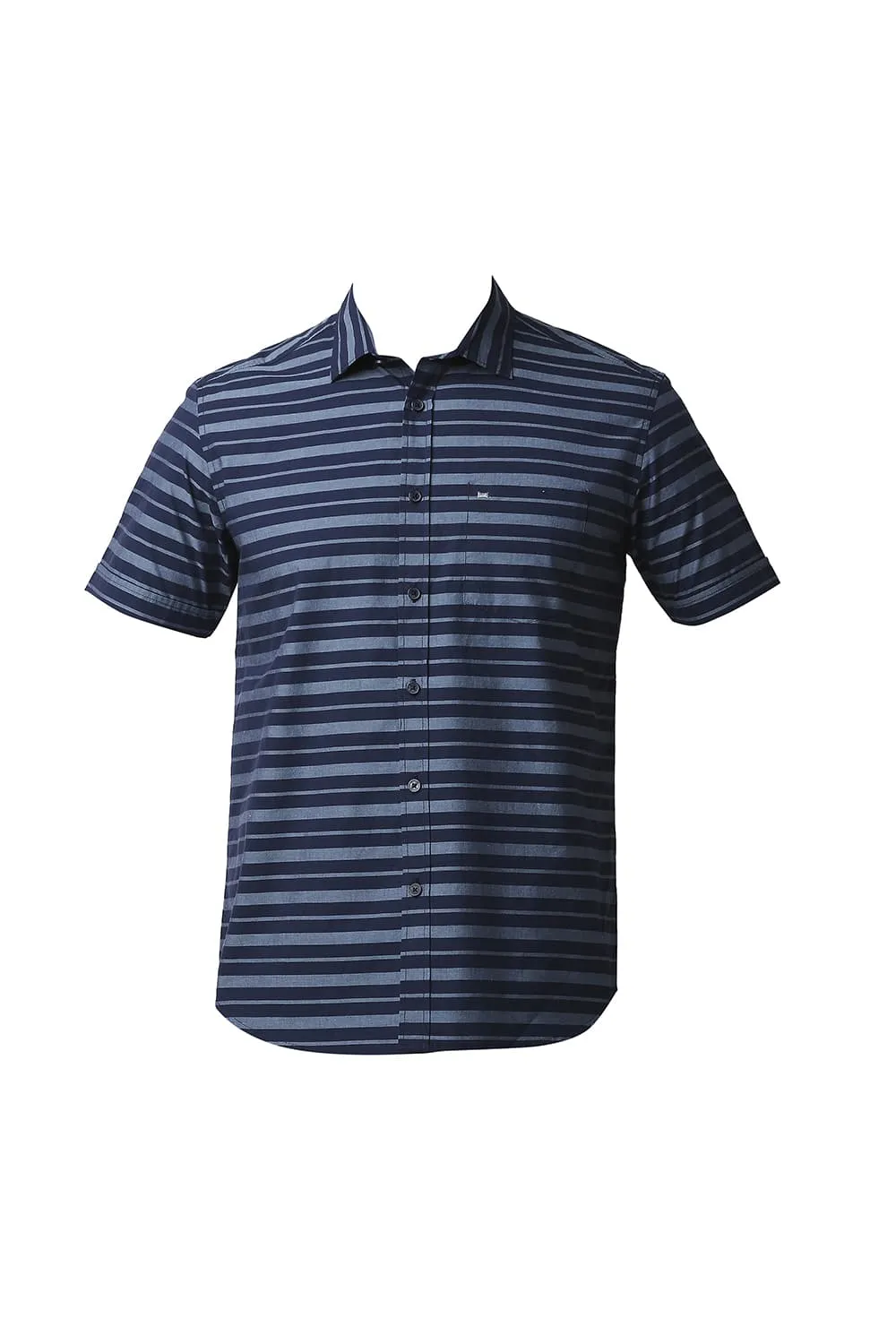 Slim Fit Weft Stripe Halfsleeves Shirt