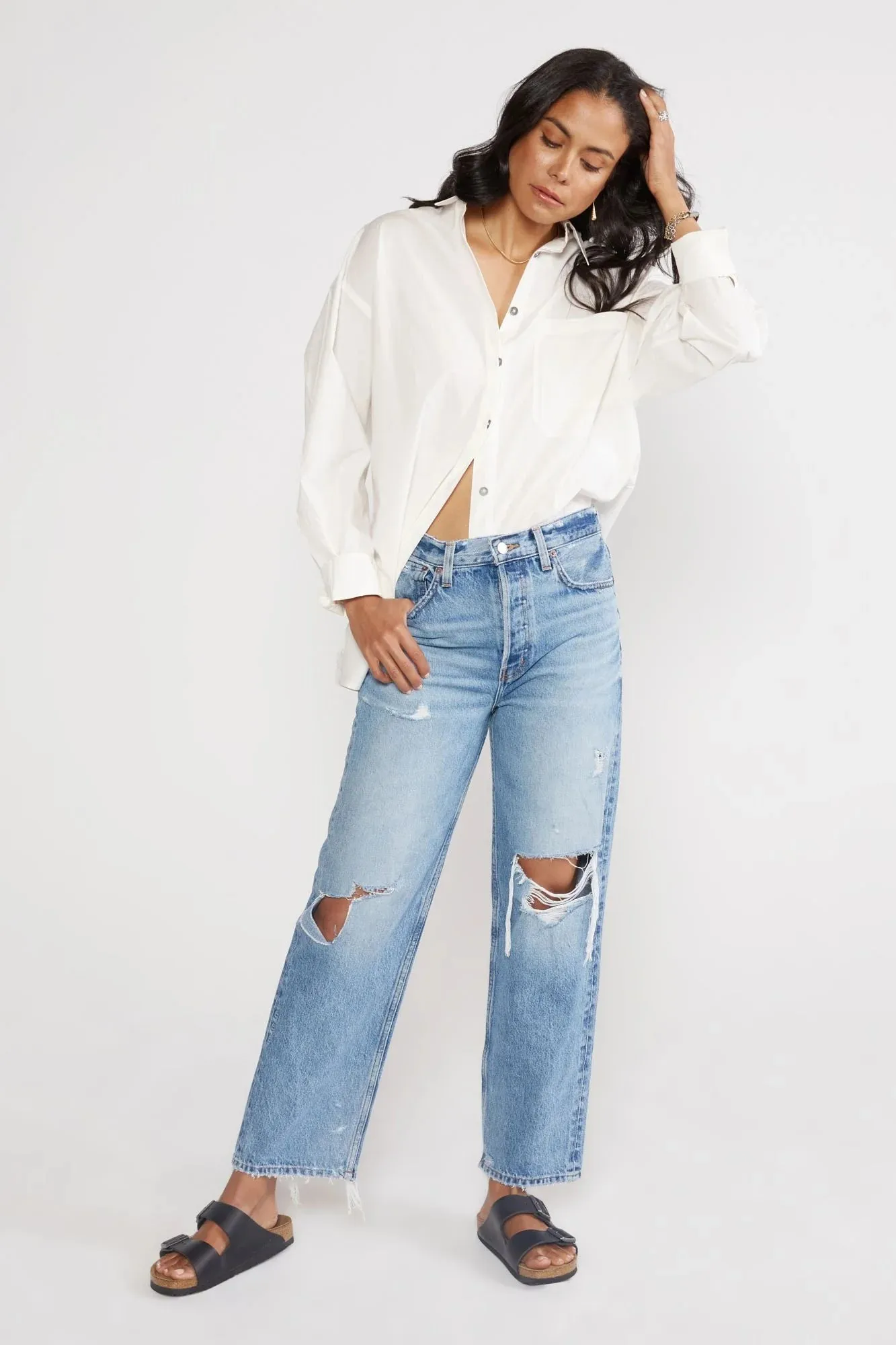 The Tyler Vintage Straight Cropped Jeans - Sandstorm