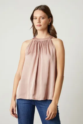 Velvet - Crystal Halter Top in rosegold